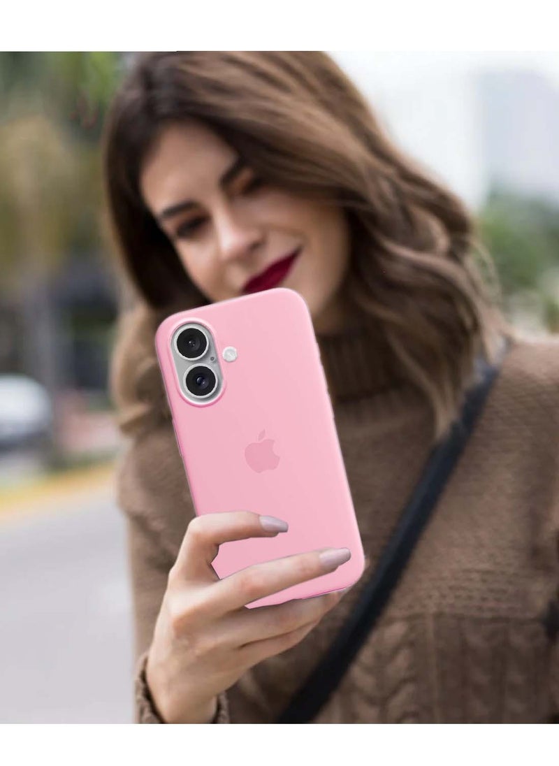 Wtech - Apple iPhone 16 2024 Premium Soft Liquid Silicone Case Cover - Hot Pink - Image 1