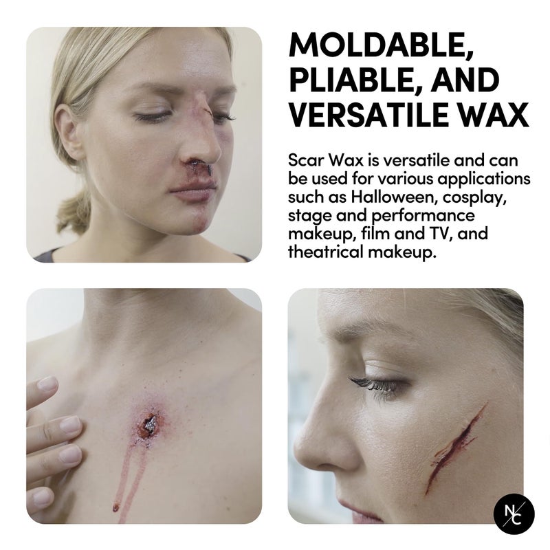 Narrative Cosmetics Scar Wax with Double-Ended Spatula, Moldable Wax for Realistic Cuts and Injuries, Professional Makeup for the Stage, Film, Costumes, Cosplay, SFX, Fair Color, 2.5 Oz. - Image 2