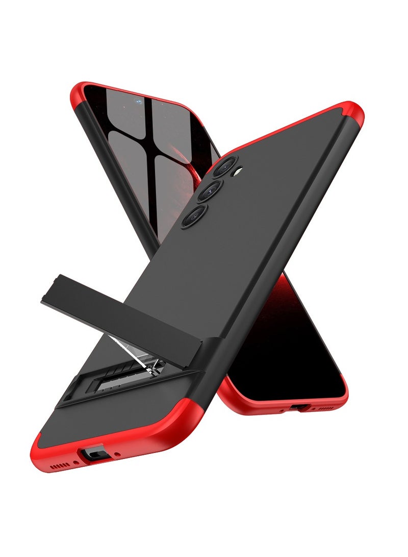 LEEKA Samsung A34 Full 3in1 Cover 360º Shockproof Armour Hard Matte Strong back Cover PC Case Red-Black - Image 2