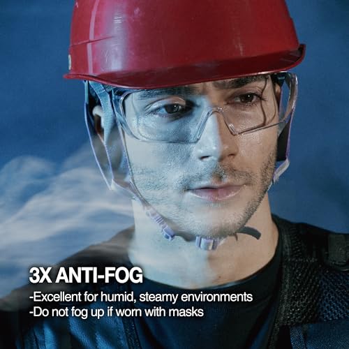 DEX FIT Safety Work Over Glasses SG210 OTG; Z87 Eye Protection for Men & Women, Fog & Scratch Resistant, Adjustable, UV Block (Black & Blue Frame, Clear Lens) - Image 3