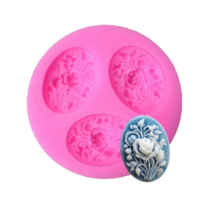 Longzang Flower Fondant Silicone Sugar Craft Mold  3.9cm  Pink