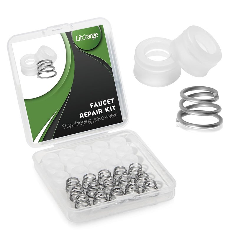 LitOrange 30Pcs RP4993 Faucet Repair Kit, RP4993 Silicone Replacement Seats and 316 Stainless Steel Springs, Faucet Parts - Image 1