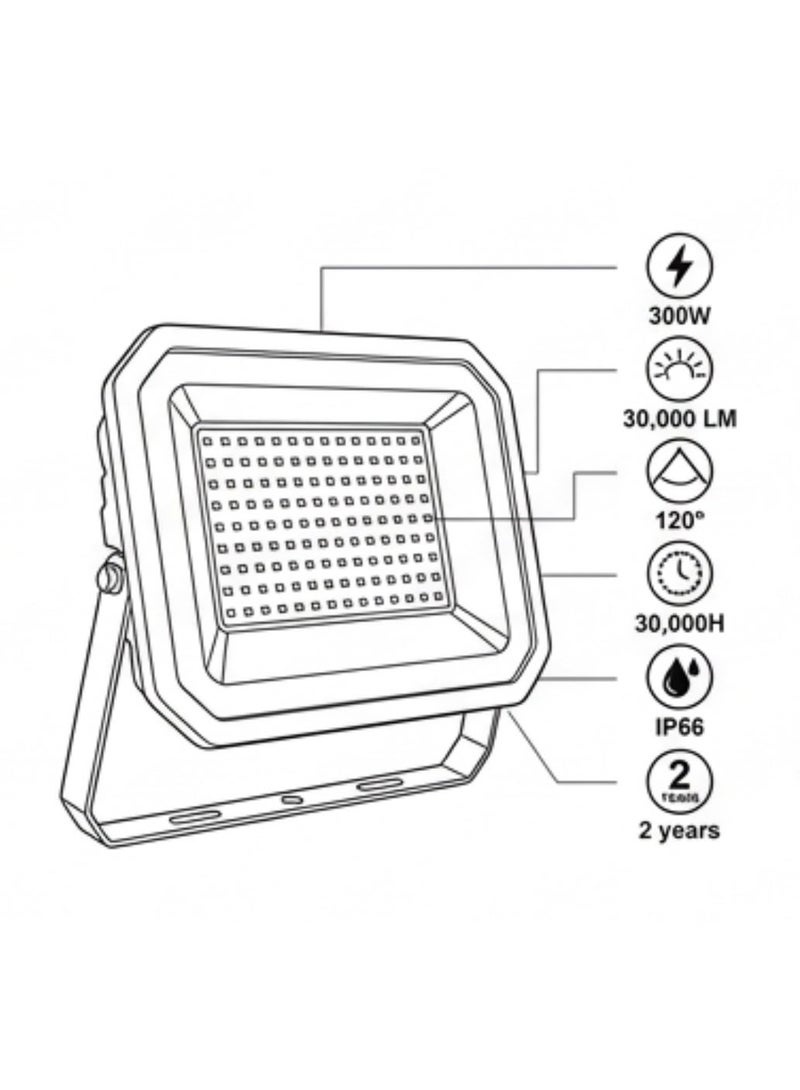 LED Flood Light White Waterproof and dustproof, 300W-200W - Image 4