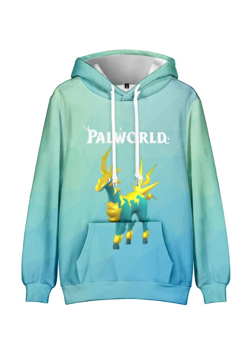 Palworld Phantom Beast Palu Animation Printed Hooded Sweatshirt for Adults and Children - Image 1