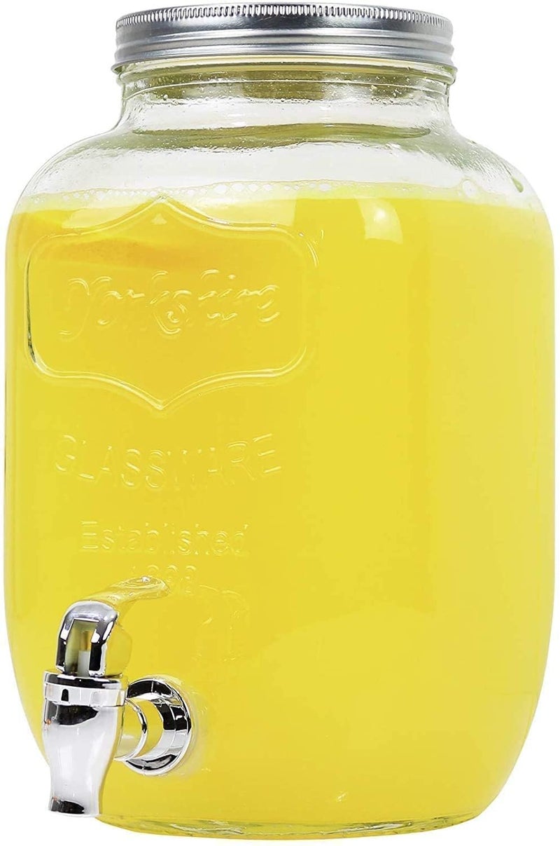 Wringo 4 Litre Glass Iced Drink Dispenser with Spout & Tap, Steel Lid, Cold Beverage Dispenser for Beer, Water, Cocktails, Detox Drinks & More, Perfect for Parties & Events (WA-07) - Image 4