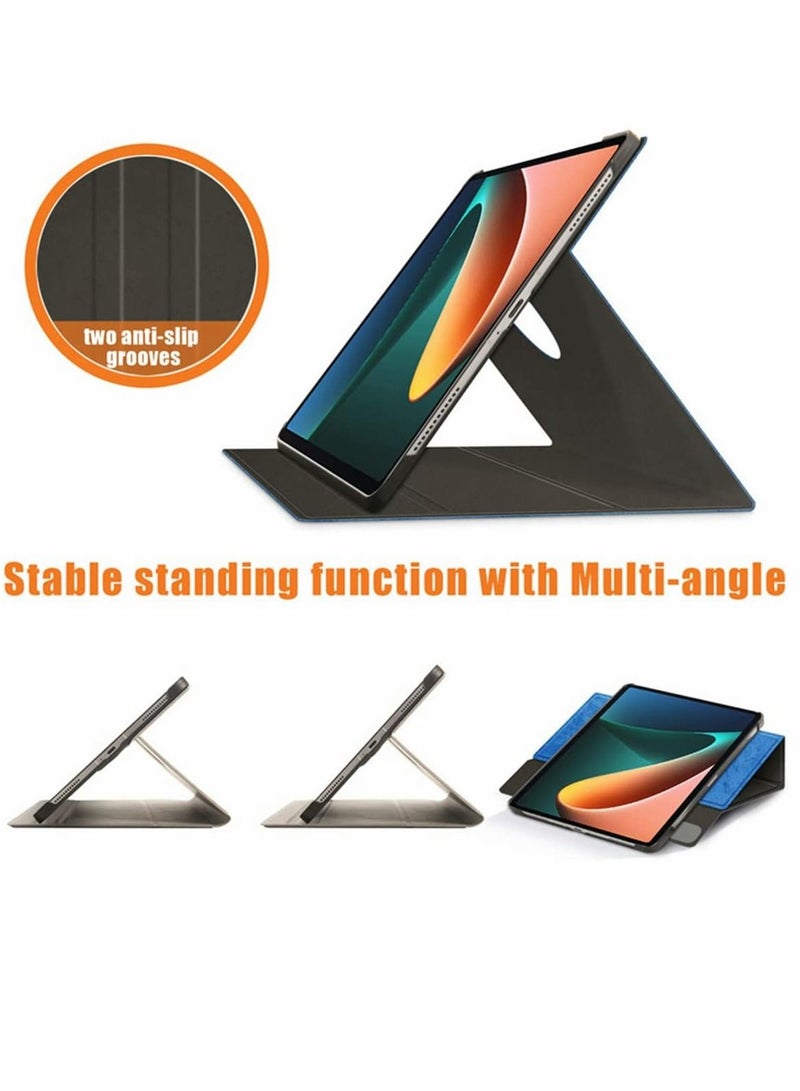 SYOSI Case for Xiaomi Mi Pad 5 case Pro Elastic Strap Pen Holder Stand Auto Sleep Wake Up Function Cover PU Leather Tablet Cases Dark Blue - Image 4