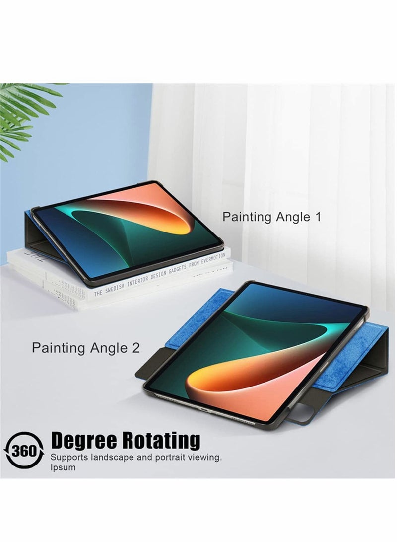 SYOSI Case for Xiaomi Mi Pad 5 case Pro Elastic Strap Pen Holder Stand Auto Sleep Wake Up Function Cover PU Leather Tablet Cases Dark Blue - Image 3
