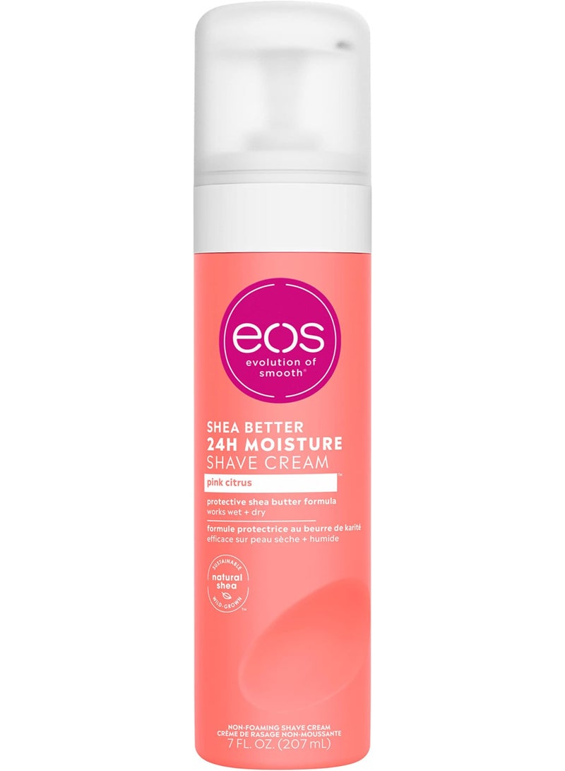 إي أو اس كريم الحلاقة eos Shea Better للنساء، الحمضيات الوردية، لوشن العناية بالبشرة المرطب لمدة 24 ساعة، 7 أونصة سائلة - Image 1
