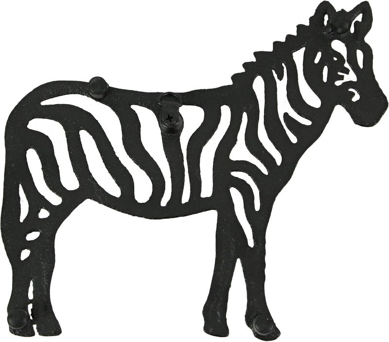 Zeckos Set of 3 Black Cast Iron Animal Trivets  Elephant Zebra Giraffe  Perfect for Kitchen Use or Decorative Wall Hangings 9 Inches Long Safari Charm for Your Home - Image 3