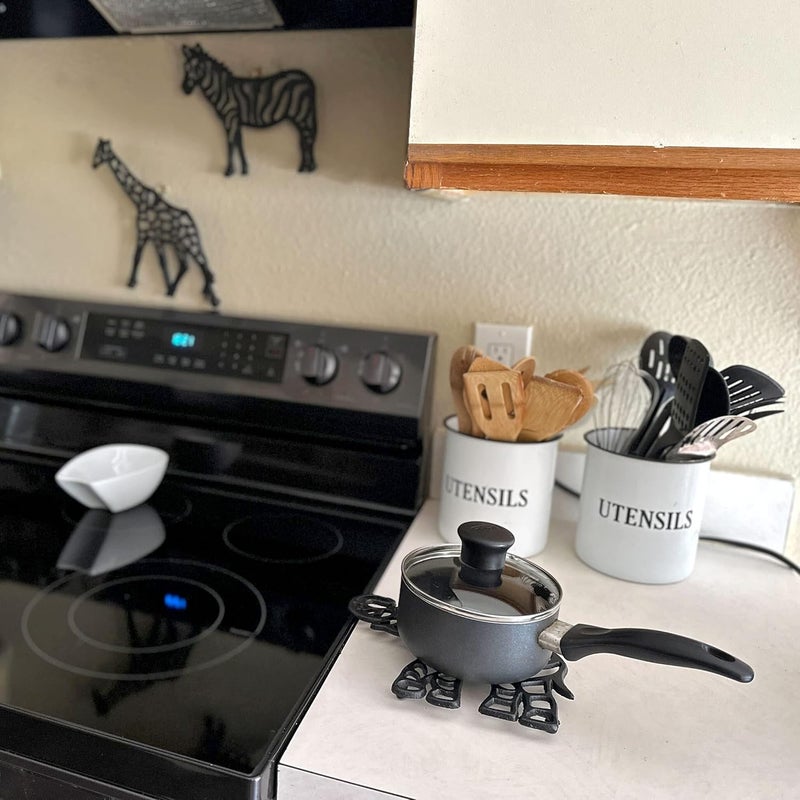 Zeckos Set of 3 Black Cast Iron Animal Trivets  Elephant Zebra Giraffe  Perfect for Kitchen Use or Decorative Wall Hangings 9 Inches Long Safari Charm for Your Home - Image 4