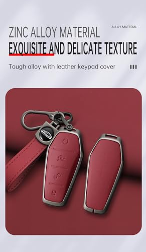 Ysbxitu 4 Buttons Smart Key Fob Cover with Keychain Fit for BYD Remote Key Shell Case Compatible with BYD Han Ev Tang Dm Qin Plus Song Pro/MAX Yuan ATTO 3 Dolphin Key Sleeve Key Holder-B Red - Image 5