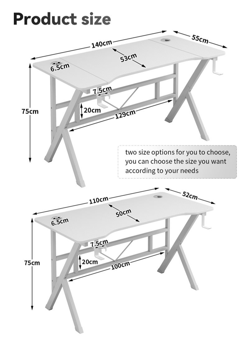 فامابي مكتب ألعاب على شكل حرف K مع خطاف سماعة رأس وحامل أكواب للمكتب المنزلي، أبيض مكتب دراسه - Image 5