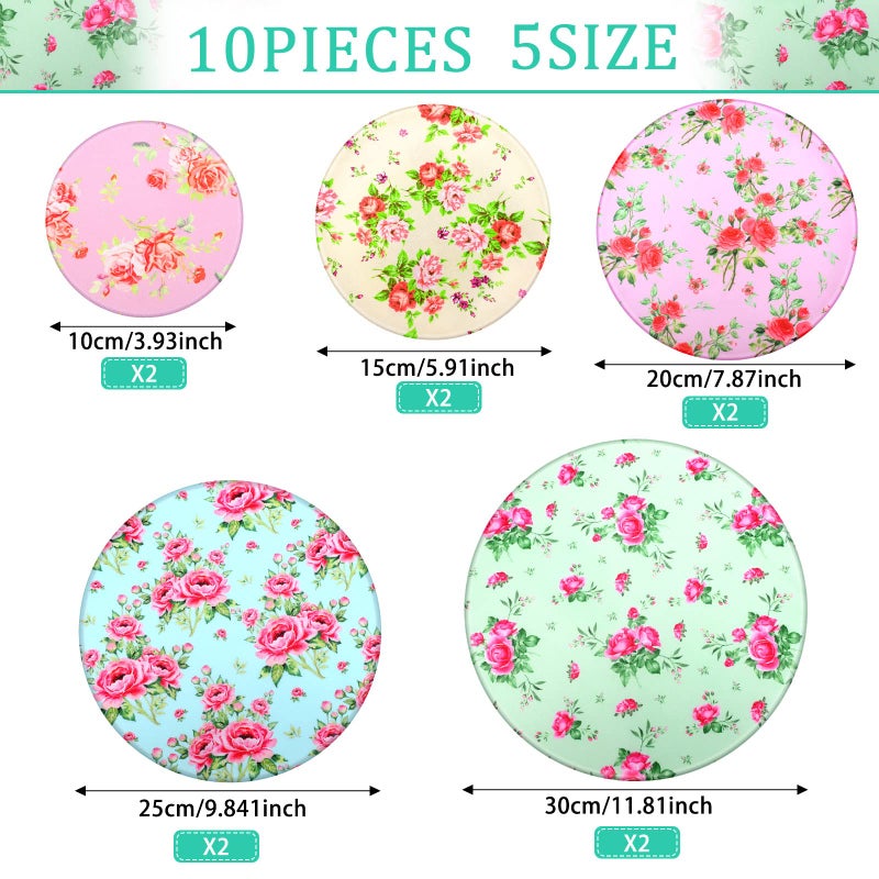 Patelai 10 Pcs Bowl Covers Reusable in 5 Size Stretch Cloth Fabric Elastic Food Storage Bowl Covers Bread Sourdough Lids for Proofing Food Fruits Leftover(Red, Pink, Green,Floral Style) - Image 2