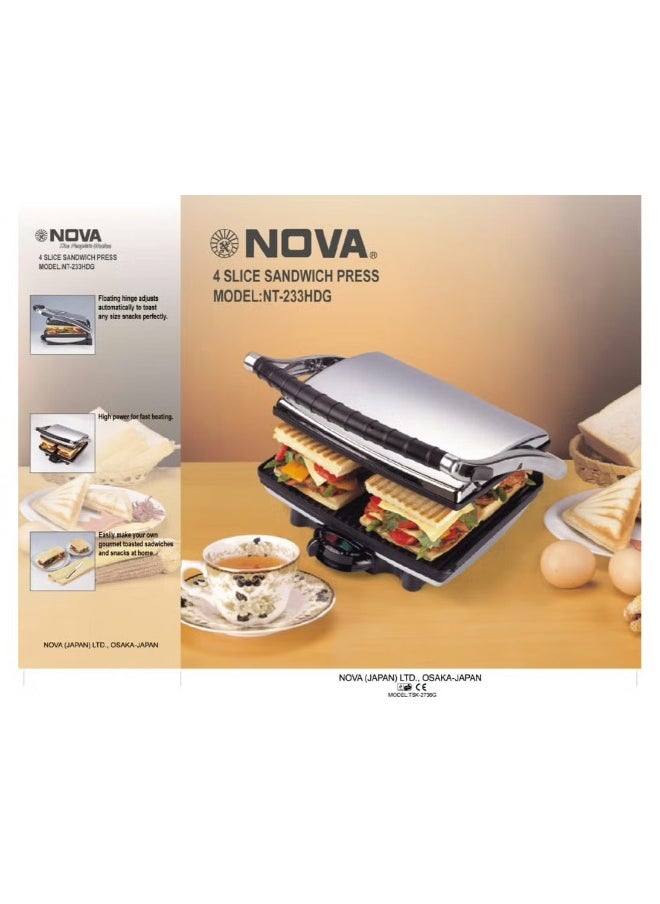 NOVA 2-Slice Sandwich Maker, Non-Stick Interchangeable Plates, Adjustable Temperature with Power Indicator,  - Image 1