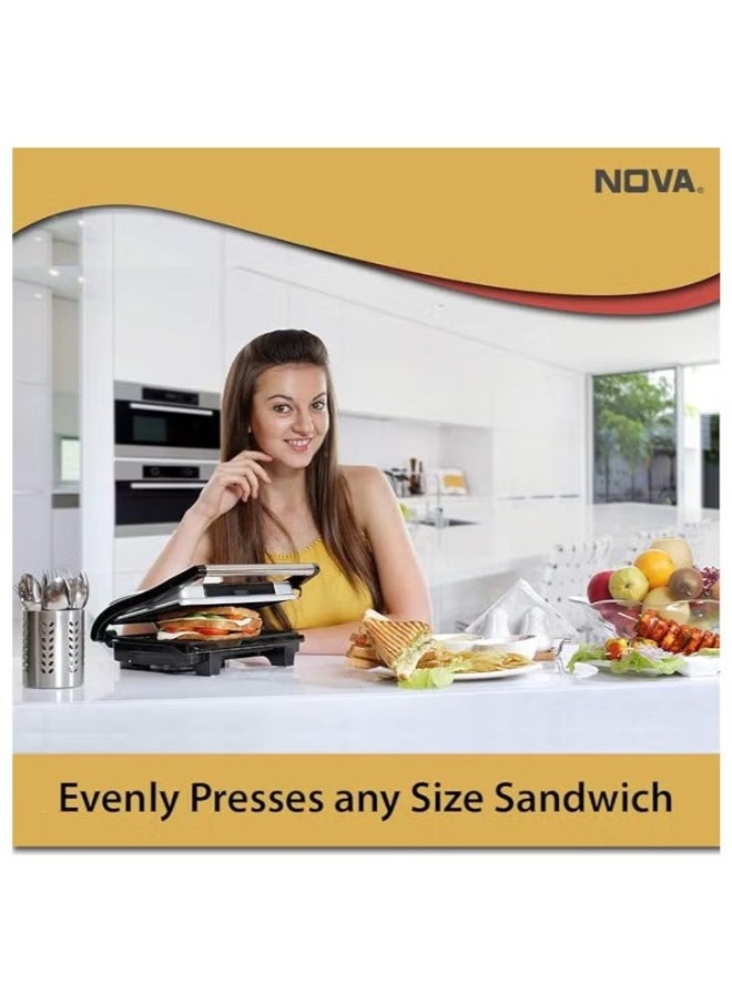 NOVA 2-Slice Sandwich Maker, Non-Stick Interchangeable Plates, Adjustable Temperature with Power Indicator,  - Image 3