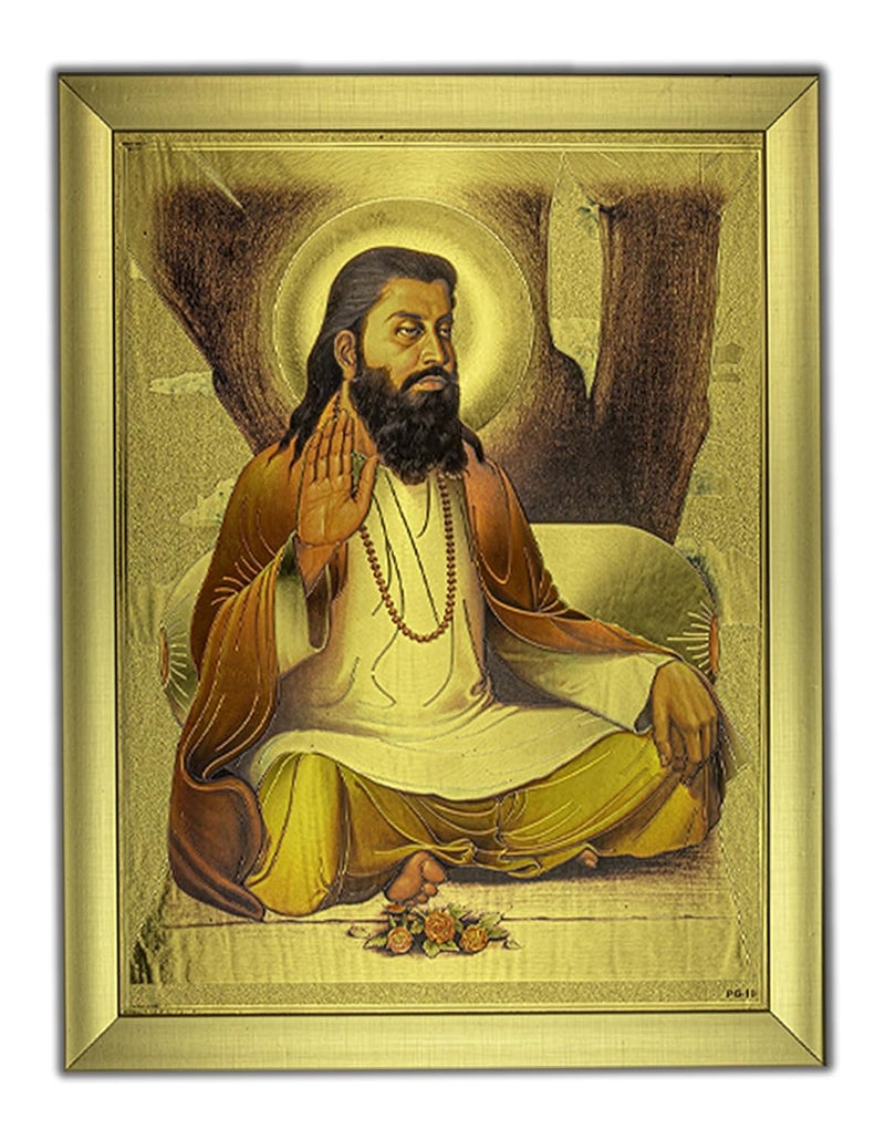 Anaadi Sant Ravidas Ji Big Size Thick Paper Golden Glitter Print Wall Decor Painting for Home Drawing Room Temple and Office Room Decoration Paper Print 12 inch X 18 inch GLD0010 - Image 1
