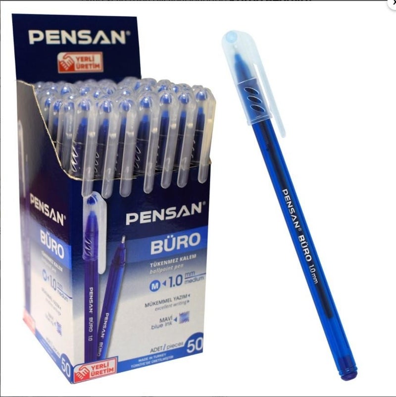 Pensan Office Ballpoint Pen 10 Pieces Blue Color 1.0 mm Office Type Ballpoint Office Ballpoint Pen 10 Pieces Blue Color 1.0 mm 2270