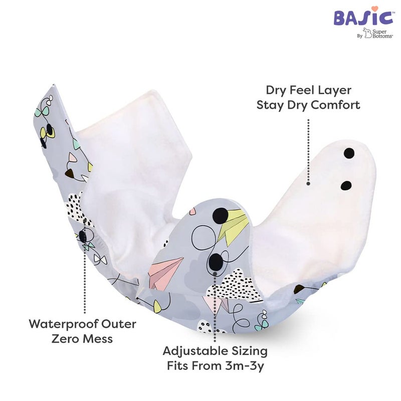 SuperBottoms Basic Airplane Print diaper with soaker | BASIC Bed Protecting Mat Breezy blue print Medium size - Bed & Floor Protector/Playmat, Super Light-Weight, 8.5X Absorbent - Image 4