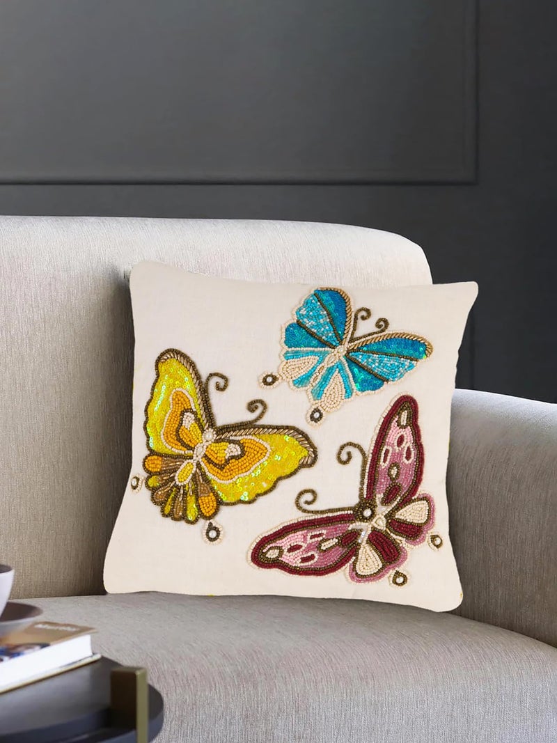 Awesome Decorative Breaded Floral Cushions Cover��(16" X 16" Inches or 40.64 X 40.64 cm, Multicolor)-CC092 - Image 4