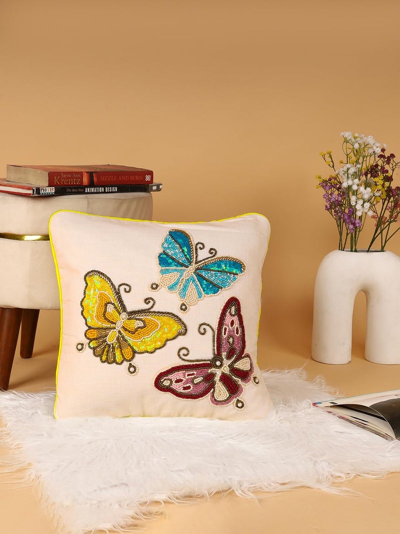 Awesome Decorative Breaded Floral Cushions Cover��(16" X 16" Inches or 40.64 X 40.64 cm, Multicolor)-CC092 - Image 2