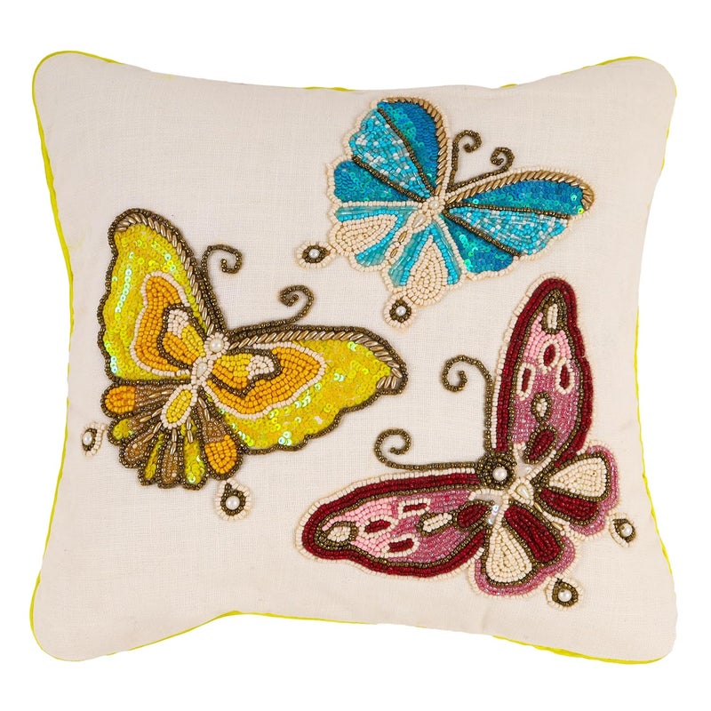 Awesome Decorative Breaded Floral Cushions Cover��(16" X 16" Inches or 40.64 X 40.64 cm, Multicolor)-CC092 - Image 1
