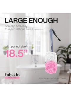 Fabskin Fabskin Bath Body Brush Loofah For Men & Women With Long Handle | Body Bath Brush | Back Scrubber For Bathing | Made In India (Pink)  - Image 5