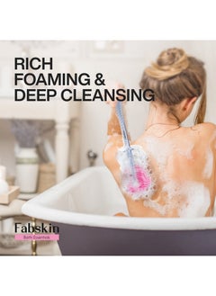 Fabskin Fabskin Bath Body Brush Loofah For Men & Women With Long Handle | Body Bath Brush | Back Scrubber For Bathing | Made In India (Pink)  - Image 4
