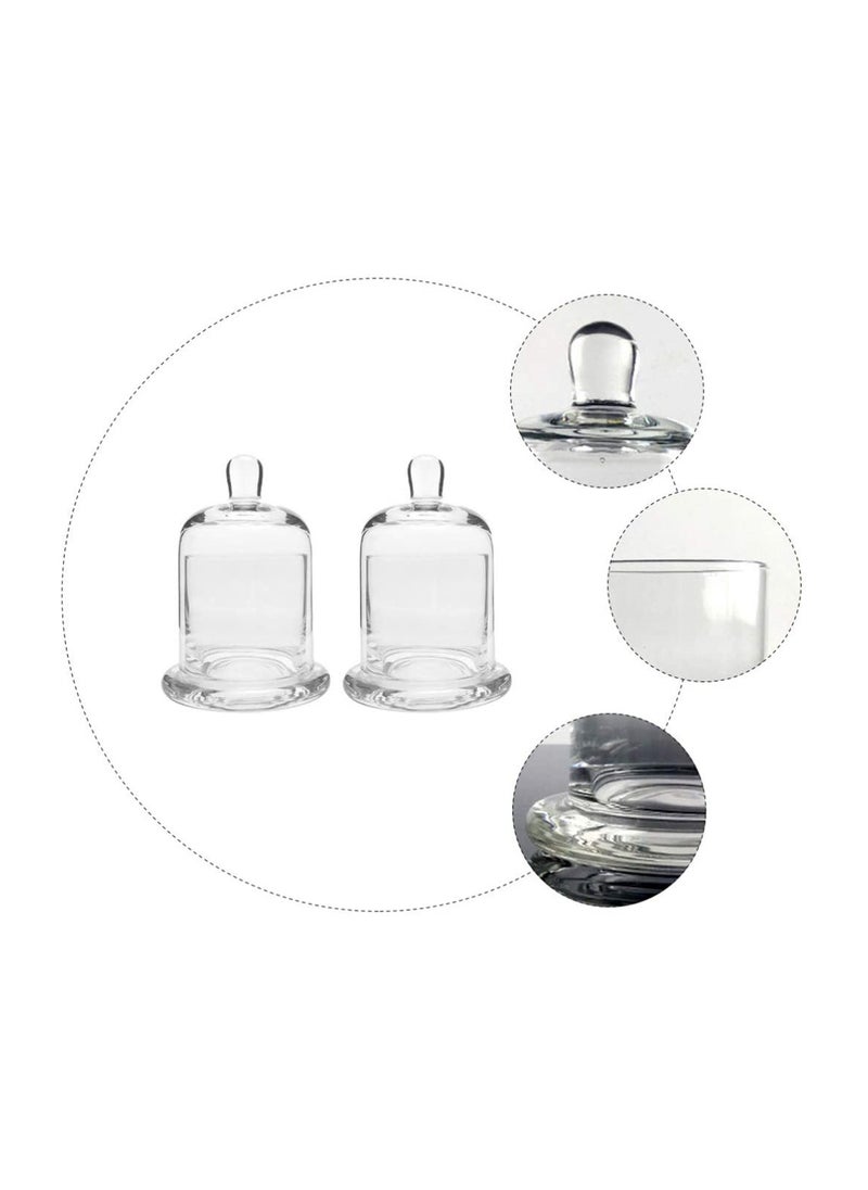 Generic - Set of 2 Mini Glass Dome Cake Stands Clear Bell Jar Covers Suitable for Desserts Candles Cheese and Plant Display - Image 1