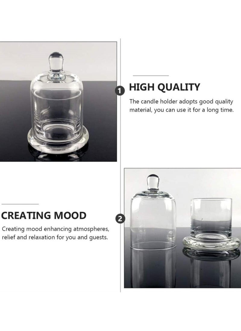 Generic - Set of 2 Mini Glass Dome Cake Stands Clear Bell Jar Covers Suitable for Desserts Candles Cheese and Plant Display - Image 1