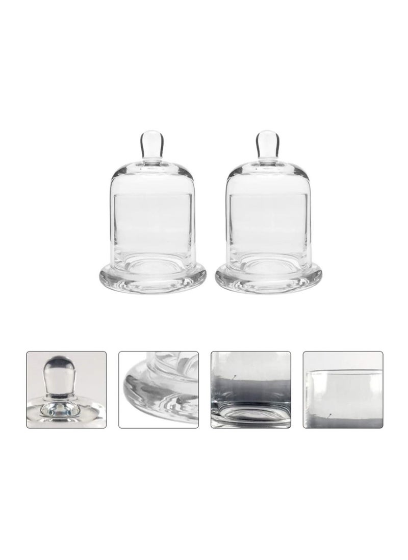 Generic - Set of 2 Mini Glass Dome Cake Stands Clear Bell Jar Covers Suitable for Desserts Candles Cheese and Plant Display - Image 1