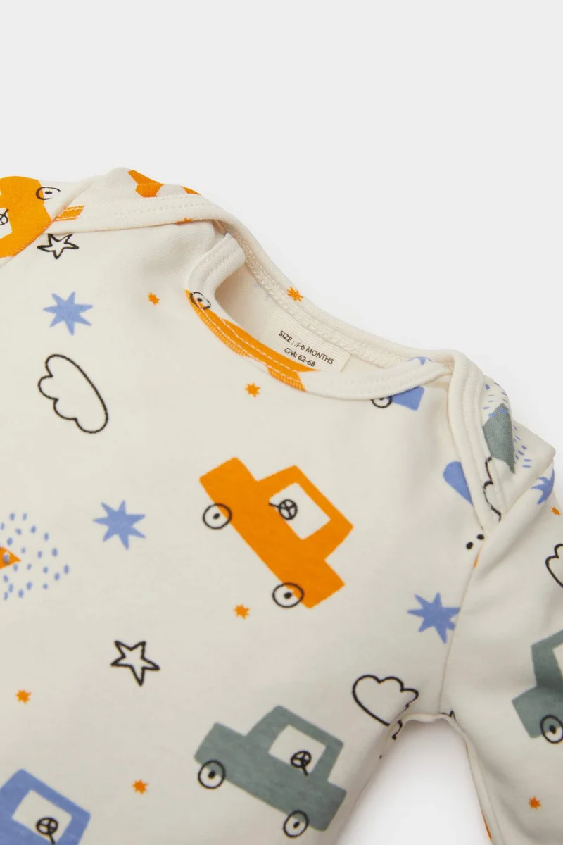 ديفاكتو Baby Boy Newborn Vehicle Printed Snap Body