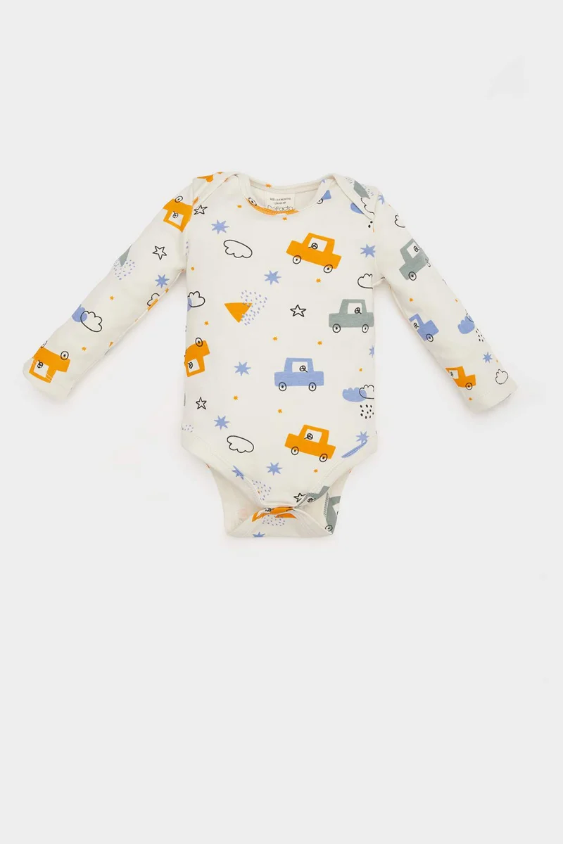 ديفاكتو Baby Boy Newborn Vehicle Printed Snap Body