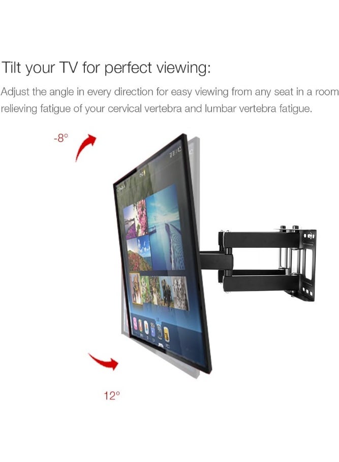 ZEESQUARE Full Motion TV Wall Mount Bracket for 32–70 Inch TVs | Heavy Duty Swivel Tilt Extendable TV Stand | Universal Adjustable Wall Mount Holder for LED LCD OLED 4K Smart TVs | Space Saving Black TV Bracket - Image 5