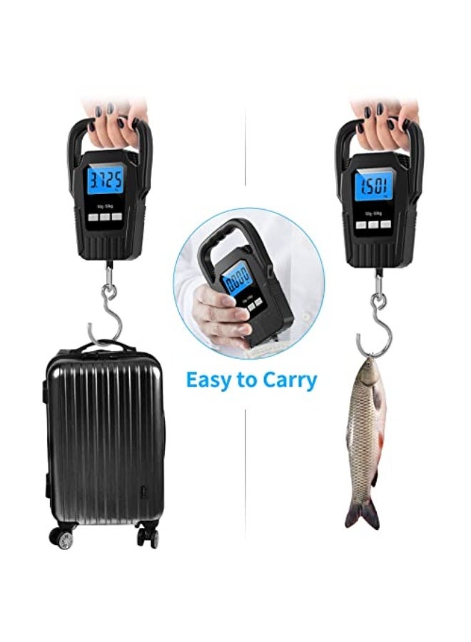 MAKINGTEC Digital Fish Scale Hanging Scale Fishing Scale, 110lb/50kg Luggage Scale,Upgrade Large Handle Backlit LCD Display Postal Scale Fishing Gifts for Men Gift Ideas Black  - Image 3