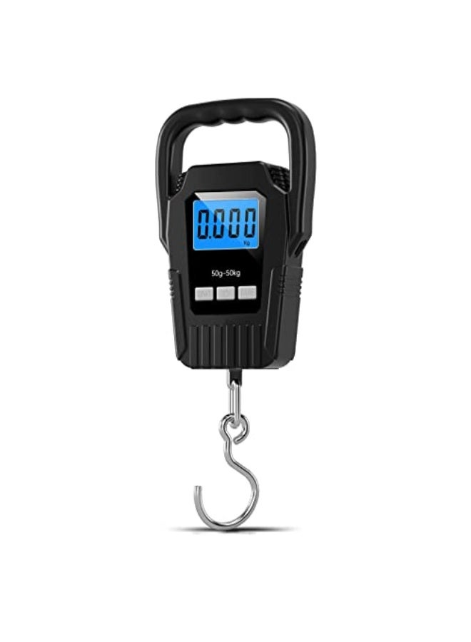 MAKINGTEC Digital Fish Scale Hanging Scale Fishing Scale, 110lb/50kg Luggage Scale,Upgrade Large Handle Backlit LCD Display Postal Scale Fishing Gifts for Men Gift Ideas Black  - Image 1