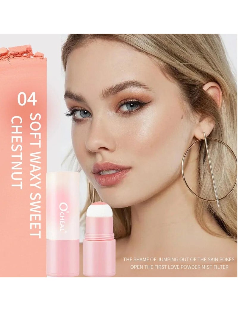 OCHEAL Vitality Air Cushion Blush Stick Sponge Head Face Rouge Contouring Pen Waterproof Natural Look Blush Stick Waterproof Natural Look Blush Stick Soft Face Brightening Contour Shadow Blush Powder 04 - Image 2