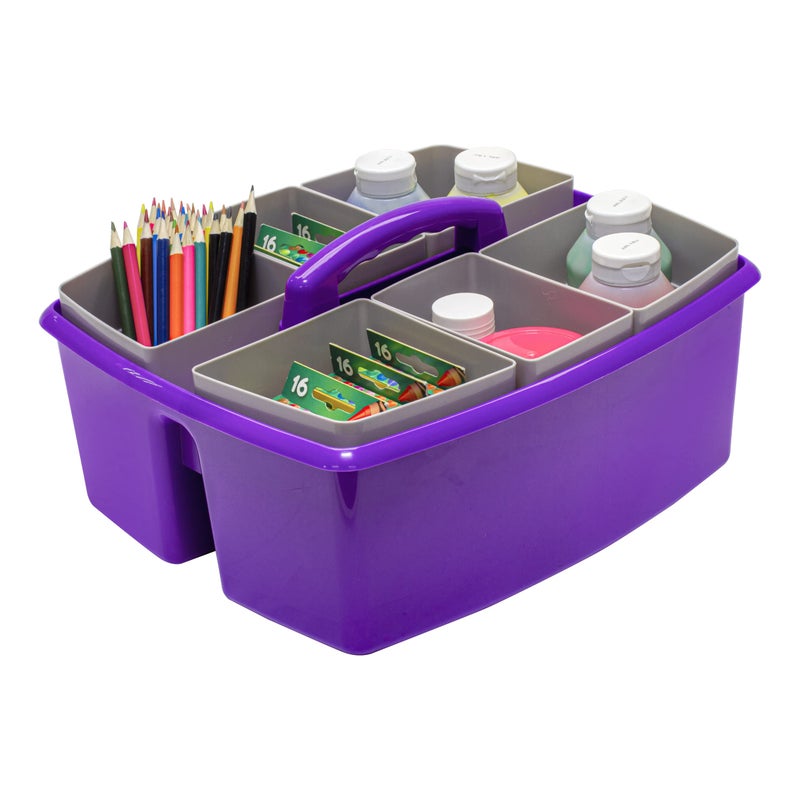 Storex Large Classroom Caddy with Cups, 13 x 11 x 6.575 Inches, Purple, Case of 2 (00986U02C) - Image 3