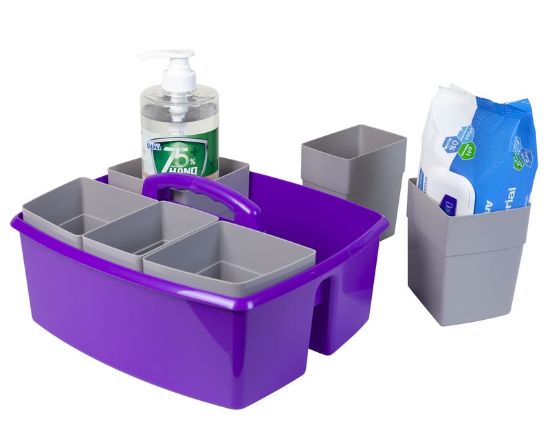 Storex Large Classroom Caddy with Cups, 13 x 11 x 6.575 Inches, Purple, Case of 2 (00986U02C) - Image 2