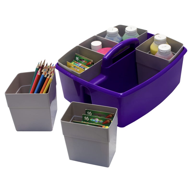 Storex Large Classroom Caddy with Cups, 13 x 11 x 6.575 Inches, Purple, Case of 2 (00986U02C) - Image 5