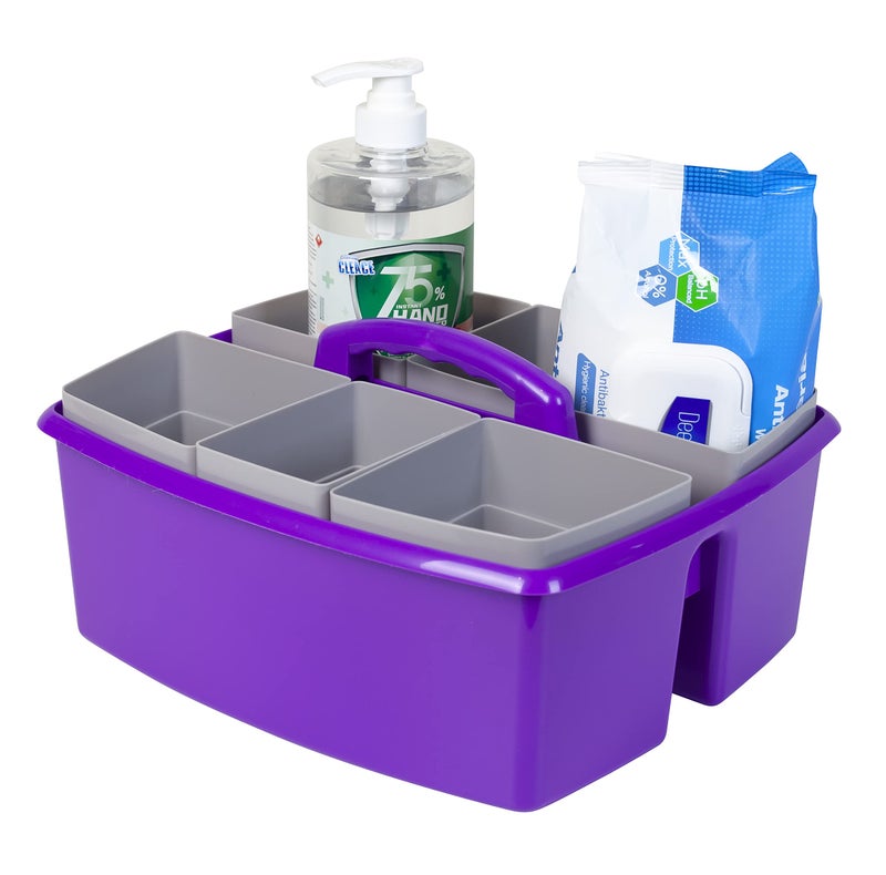 Storex Large Classroom Caddy with Cups, 13 x 11 x 6.575 Inches, Purple, Case of 2 (00986U02C) - Image 4