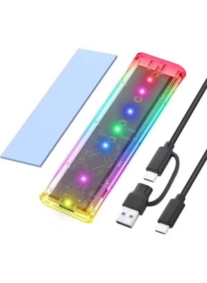 M.2 NVMe SSD Enclosure with Colorful LED Lights – High-Speed External Case for Solid State Drives - Image 3
