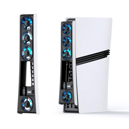 IINE Cooling Fan for PS5 Pro, Efficient Cooler Fan with Adjustable Speed/LED Light, Temperature-Controlled PS5 PRO Cooling Accessories with USB 3.0 Port - Image 1