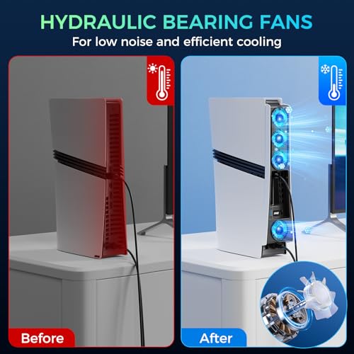 IINE Cooling Fan for PS5 Pro, Efficient Cooler Fan with Adjustable Speed/LED Light, Temperature-Controlled PS5 PRO Cooling Accessories with USB 3.0 Port - Image 5