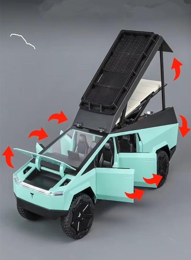 Toyshine 1:24 Scale Die Cast Cybartruck Camping RV Car with Music and Lights Along with Pull Back Function, Opening Doors and Back Feature for Kids Boy Girl 3+ (Black) - Image 4