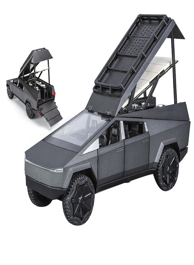 Toyshine 1:24 Scale Die Cast Cybartruck Camping RV Car with Music and Lights Along with Pull Back Function, Opening Doors and Back Feature for Kids Boy Girl 3+ (Black) - Image 1