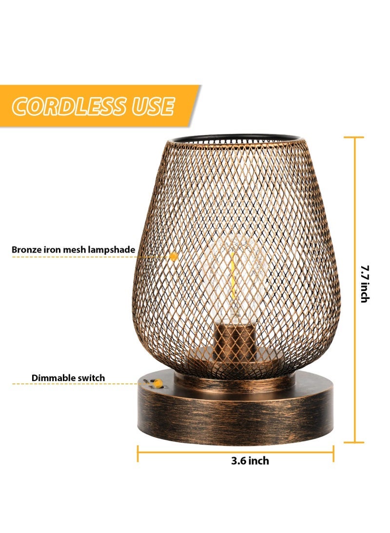 Captaintech Battery Operated Light Rechargeable Outdoor Table Lamp Metal Cage with 4 Lighting Mode Outdoor Lantern Cordless Lamp Indoor Outdoor Patio Bedroom Living Room (Bulb Included) Bronze - Image 4