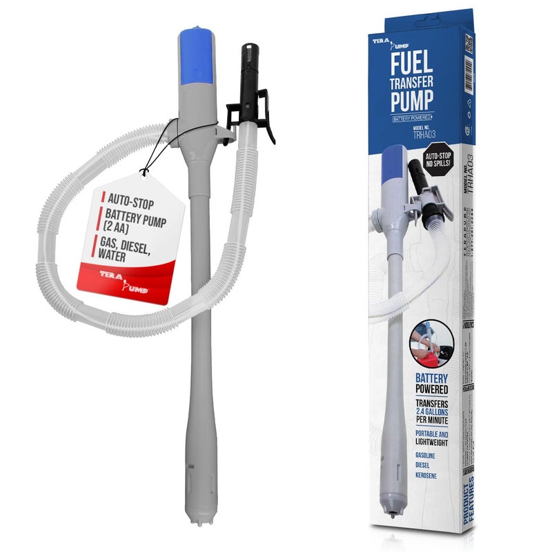 TERA PUMP Memonotry TERA Pump TRHA03 Battery Operated Water, Oil, Diesel and Gas Transfer Pump with Auto Stop System (Leakage Protection) and Buzzer, 2 AA Batteries (Not Included) - Image 1