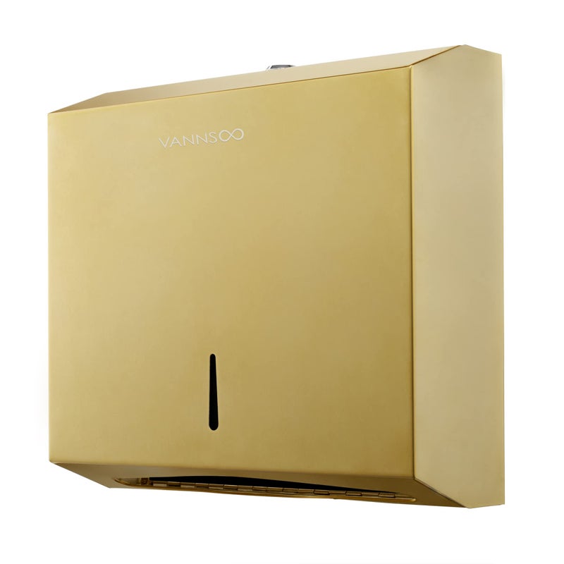 VANNSOO Commercial Paper Towel Dispenser Wall Mount TrifoldMultifoldCFold Stainless Steel Paper Towel Holder Hand Towel Dispenser with Key Gold