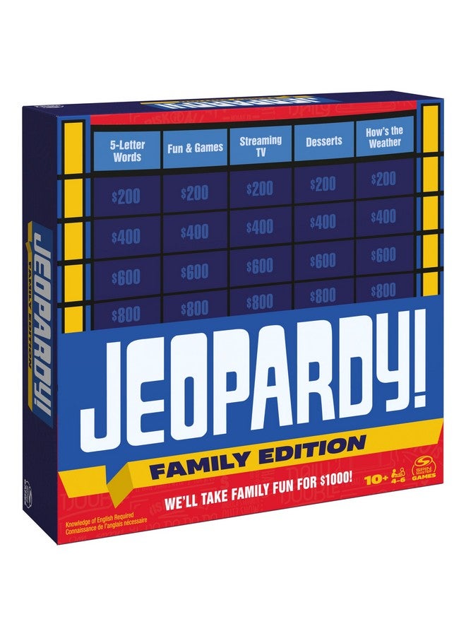 Spin Master Games Jeopardy! Family Edition Board Game Trivia Games Board Games for Family Night Fun Games for Game Night, for Adults and Kids Ages 10 and up - Image 1