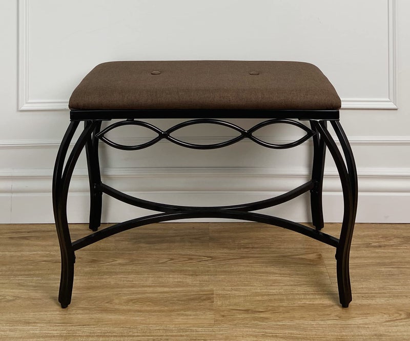 Mango Steam Mocha Brown Shoe Bench - Vanity Seat for Makeup Room, Dressing Stool, Entryway Bench - Powder Coated, Upholstered, Space Saving - Image 3